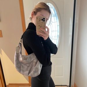 Vintage Silver Coach Shoulder Bag